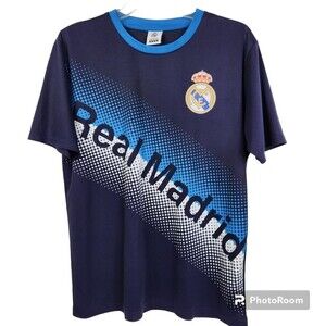 Real Madrid FC Mens Short Sleeve Diagonal Spellout Tee Size Small